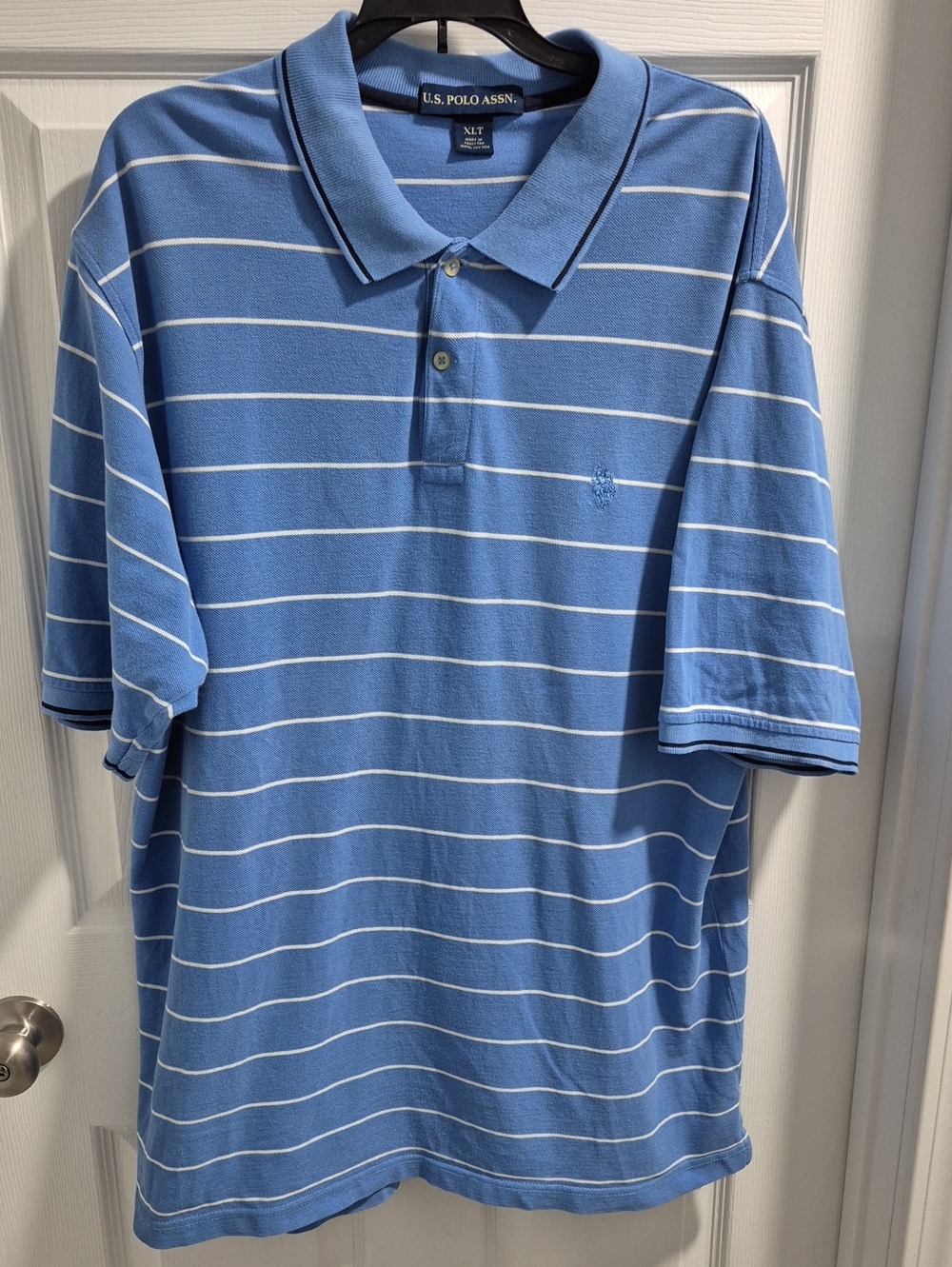 U.S. Polo Assn. Light Blue Polo with White Stripes